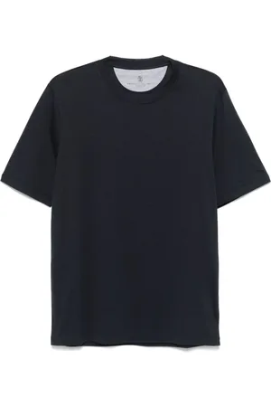 Brunello Cucinelli Top, Herre, Blå, M, Bomuld, Navy Kortærmet T-shirt