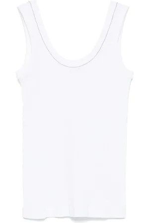 Brunello Cucinelli Top, Dame, Hvid, L, Hvid Ærmeløs Top