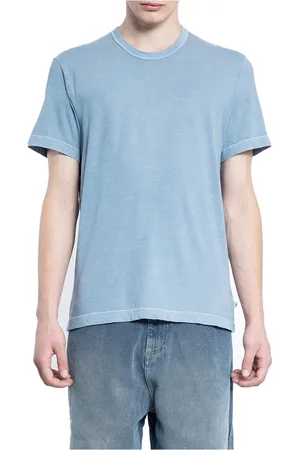 James Perse Top, Herre, Blå, L, Bomuld, Blå Bomuld Crew Neck T-Shirt