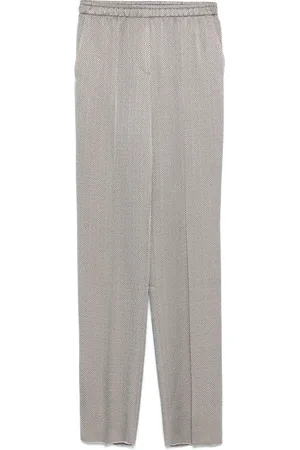 Giorgio Armani Bukser, Dame, Grå, XS, Uld, Elastisk Talje Timberwolf Grå Bukser