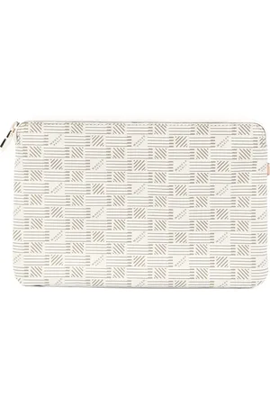 MOREAU Taske, Dame, , ONE SIZE, Uld, Ecru Canvas Håndledsrem med Geometrisk Print