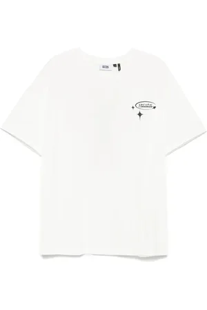 GCDS Top, Herre, Hvid, S, Hvid Logo Print Crew Neck T-shirt
