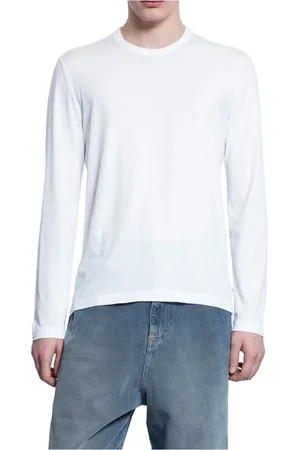 James Perse Top, Herre, Hvid, XL, Bomuld, Blød Bomuld Langærmet Crew Neck