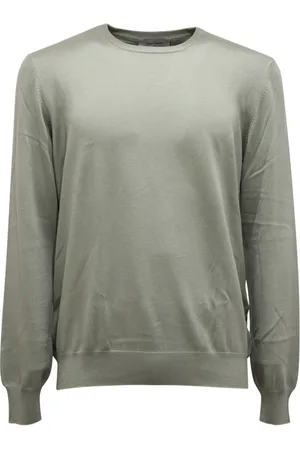 Gran Sasso Strik, Herre, Grøn, 2XL, Bomuld, Bomuldssweater Made in Italy