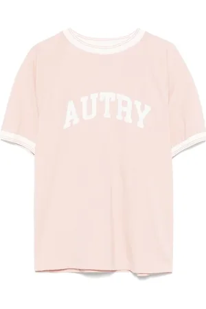 Autry Top, Dame, Lyserød, XS, Lyserød Stribet Raglanærme Crew Neck