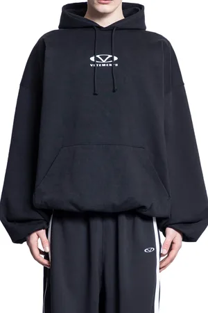 Vetements Sweathshirts & Hoodies, Herre, Sort, L, Bomuld, Sort Logo Hættetrøje Reversibel Box Fit