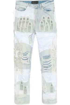 Who Decides War Jeans, Herre, Blå, W30, Patchwork Ripped Light Jeans