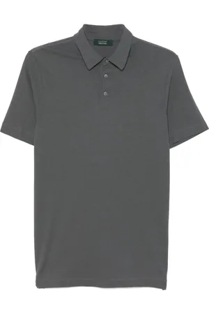 ZANONE Top, Herre, Grå, M, Ash Grey Knap-Up Kortærmet Sweater