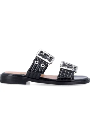 Ganni Sko, Dame, Sort, 37 EU, Uld, Sorte Lukkede Tå Sandaler