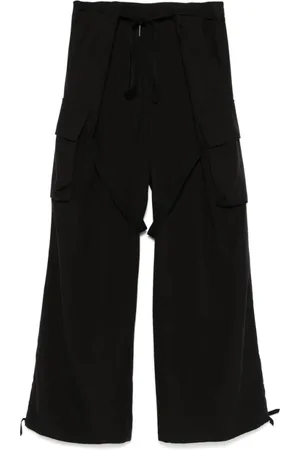ANN DEMEULEMEESTER Bukser, Herre, Sort, M, Sort Cargo Stil Bæltede Bukser