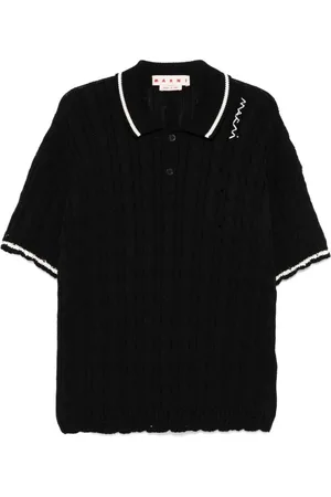 Marni Top, Herre, Sort, L, Bomuld, Broderet Logo Polo Shirt
