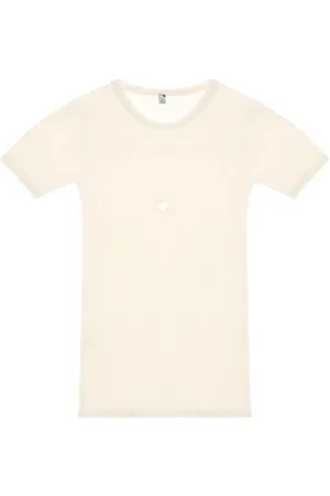 Baserange Top, Dame, Hvid, S, Bomuld, Hvid Heart Motif Crew Neck T-shirt