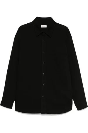 LEMAIRE Skjorte, Herre, Sort, L, Uld, Sort Button-Up Skjorte Drop Skulder