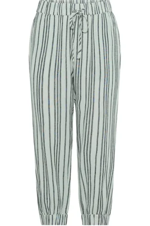 Kaffe Bukser, Dame, Grøn, S, Uld, Moonstruck / Black Stripe Capri Bukser