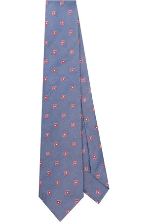 BARBA Tilbehør, Herre, Flerfarvet, ONE SIZE, Blå Jacquard Spids Ternede Slips