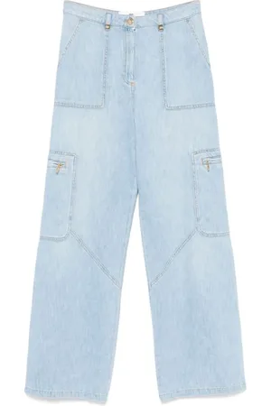 Elisabetta Franchi Jeans, Dame, Blå, W25, Bomuld, Lyseblå cargobukser