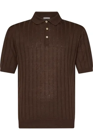 Boglioli Top, Herre, Brun, S, Bomuld, Brun Linned Bomuld Polo Skjorte