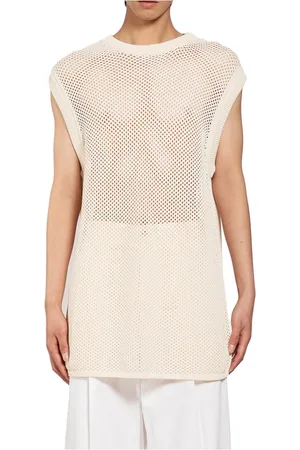 LANEUS Strik, Herre, , S, Uld, Åbenstrikket Vest Unisex Creme