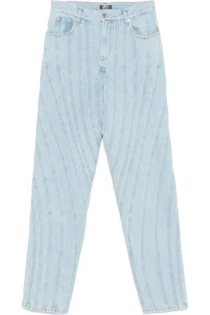 MUGLER Jeans, Herre, Blå, W28 L29, Lys Blå Klassiske Jeans med Logo Patch