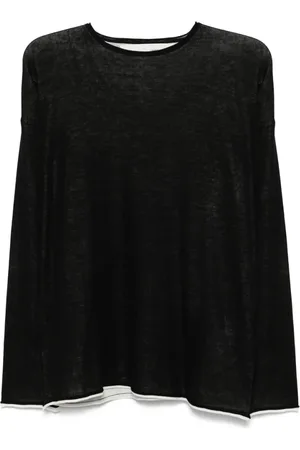 ISABEL BENENATO Strik, Herre, Sort, L, Uld, Sort Drop Skulder Sweater