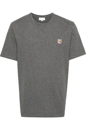 Maison Kitsuné Top, Herre, Grå, 2XL, Bomuld, Fox Head Patch Regular T-Shirt