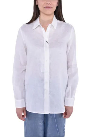 Max Mara Bluser & Skjorter, Dame, Hvid, S, Linned, Linnedskjorte med spids krave