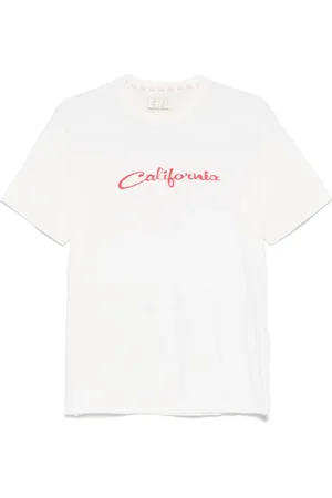 ERL Top, Herre, Hvid, M, Hvid Tekst Print Crew Neck T-shirt