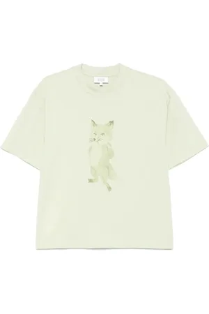 Maison Kitsuné Top, Dame, Grøn, M, Lys Grøn Crew Neck T-shirt