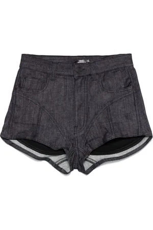 MUGLER Shorts, Dame, Blå, W28, Bomuld, Button Zip Klassiske Lomme Shorts