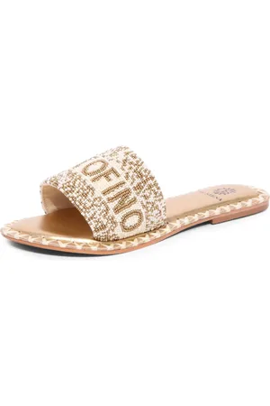DE SIENA Sko, Dame, Gul, 39 EU, Uld, Portofino Bead Sandal Offwhite Gold