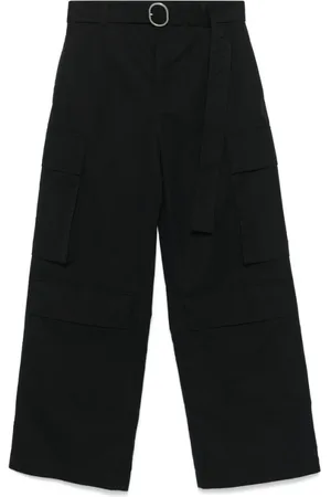 Jil Sander Bukser, Herre, Sort, M, Tyl, Bukser med bælte og lommer