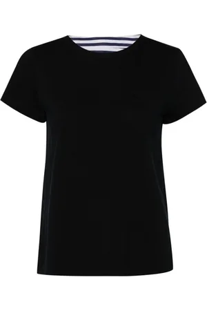 SACAI Top, Dame, Blå, L, Bomuld, Stribet Crew Neck Bomuld T-shirt