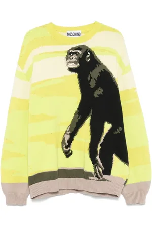 Moschino Strik, Herre, Grøn, L, Lime Crew Neck Sweater