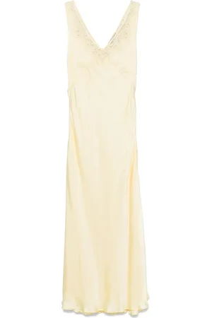 Twin-Set Kjole, Dame, Gul, XS, Pastel Gul Blonde V-Hals Kjole