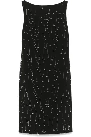 Moschino Kjole, Dame, Sort, XS, Sort Bådhals Ærmeløs Kjole