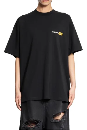 Vetements Top, Herre, Sort, L, Uld, Grafisk Print Rund Hals T-Shirt