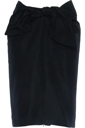 Nº21 Nederdel, Dame, Sort, XS, Uld, Sort Bue Detalje Midi Nederdel