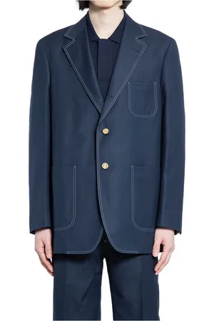 Thom Browne Jakke, Herre, Blå, M, Uld, Blød Skulderlommejakke