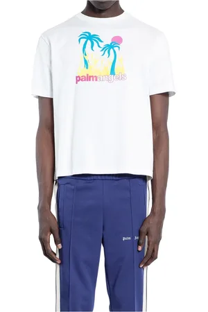 Palm Angels Top, Herre, Hvid, L, Uld, Brændende Oasis Grafisk Tee Off