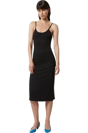 Silvian Heach Kjole, Dame, Sort, L, Nylon, Midi kjole med tynde stropper