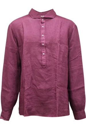 Gran Sasso Skjorte, Herre, Lilla, 3XL, Linned, Vintage Linnedskjorte Made in Italy