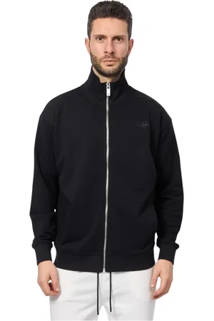 John Richmond Sweathshirts & Hoodies, Herre, Sort, XL, Uld, Sort højhalset fuld lynlås sweater