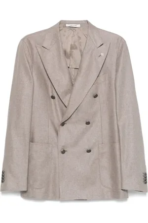 TAGLIATORE Jakke, Herre, Grå, 2XL, Uld, Double-Breasted Blazer