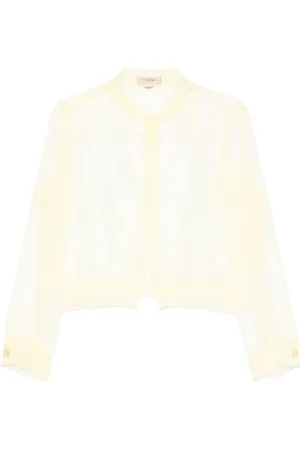 Twin-Set Bluser & Skjorter, Dame, , S, Gul Rund Hals Knappede Manchetter Frakke