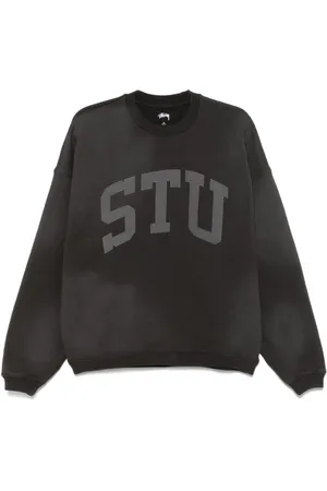 STUSSY Sweathshirts & Hoodies, Herre, Sort, XL, Uld, Sort Ribstrikket Crew Neck Sweater
