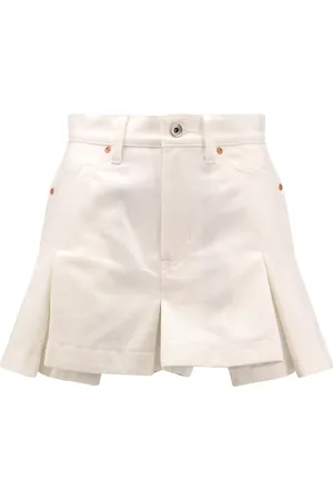SACAI Shorts, Dame, Hvid, S, Bomuld, Hvide High-Waist Lynlås Shorts