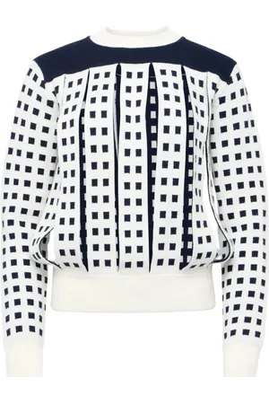 J.W.Anderson Strik, Dame, Flerfarvet, M, Geometrisk Mønster Hvid Sweater