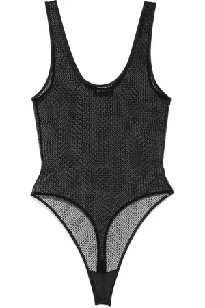 ANINE BING Top, Dame, Sort, S, Sort Ærmeløs Bodysuit med Scoop Neck
