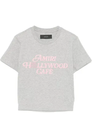 AMIRI Top, Dame, Grå, M, Grå Crew Neck Kortærmet T-shirt