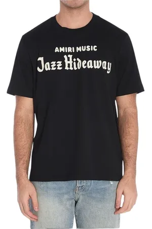 AMIRI Top, Herre, Sort, XL, Bomuld, Sort T-shirt med rund hals og logotryk